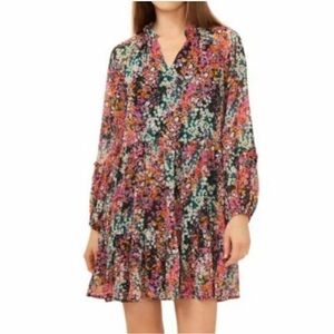 🧡Vince Camuto Vibrant Long Sleeve Tiered Romantic Flowy Cottagecore Dress